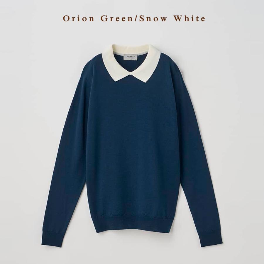 ジョンスメドレー メリノ ウール ニット 30G 襟付き バイカラー S 楽天