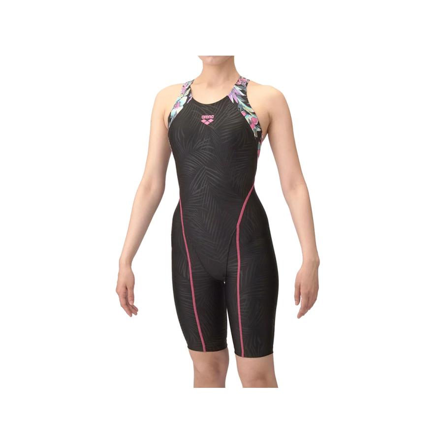 アリーナ arena アクアエクサ フィットネスワンピーススパッツ(オープンバック ぴったりパッド) レディース 水泳 スイム 水着 オールインワン AS5SWF13L-BKPK | アリーナ