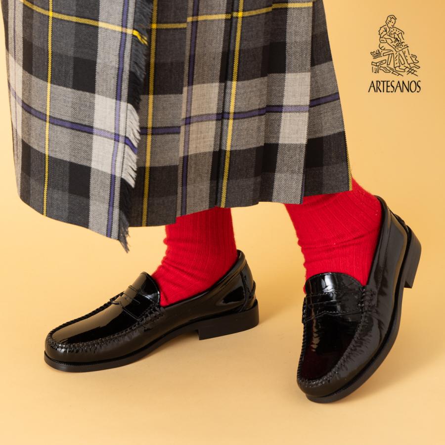 アルテサノス ARTESANOS ローファー レディース ブラック モカシンシューズ モカシンローファー 光沢 スタンダード ラウンドトゥ カジュアル きれいめ シンプル スペイン RA-600-CH ARTESANOS（アルテサノス） コインローファー レディース ブラック