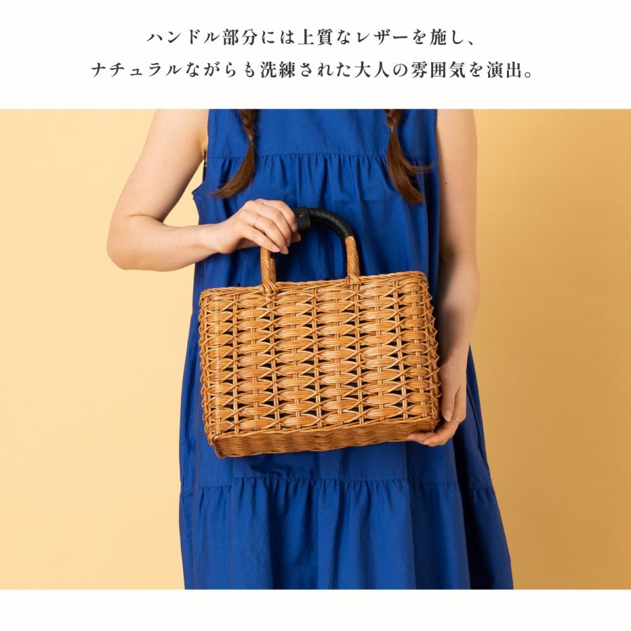バグマティ BAGMATI かごバッグ レディース ラタン レザー 籐 スクエア