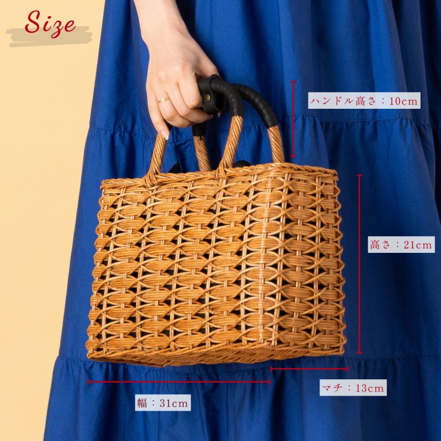 バグマティ BAGMATI かごバッグ レディース ラタン レザー 籐 スクエア