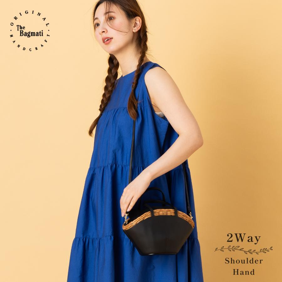 The Bagmatiバグマティ2wayかごバッグ ラタン 本革 ナチュラル バグマティの2WAYかごバッグ ラタンウィッカー｜送料無料