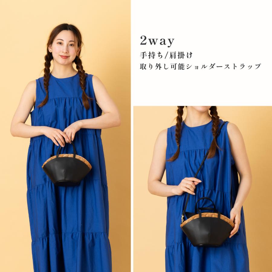 The Bagmatiバグマティ2wayかごバッグ ラタン 本革 ナチュラル The Bagmatiバグマティ2wayかごバッグ ラタン 本革 ナチュラル