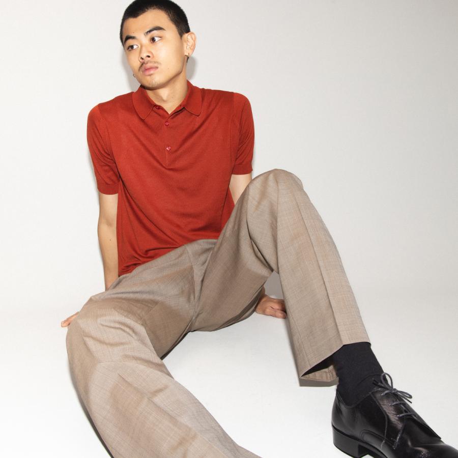 ジョンスメドレー JOHN SMEDLEY REID 半袖コットンニットポロシャツ メンズ 30G 30ゲージ シーアイランドコットン 綿 ハイゲージ 天然素材 高品質 無地 REIDの画像