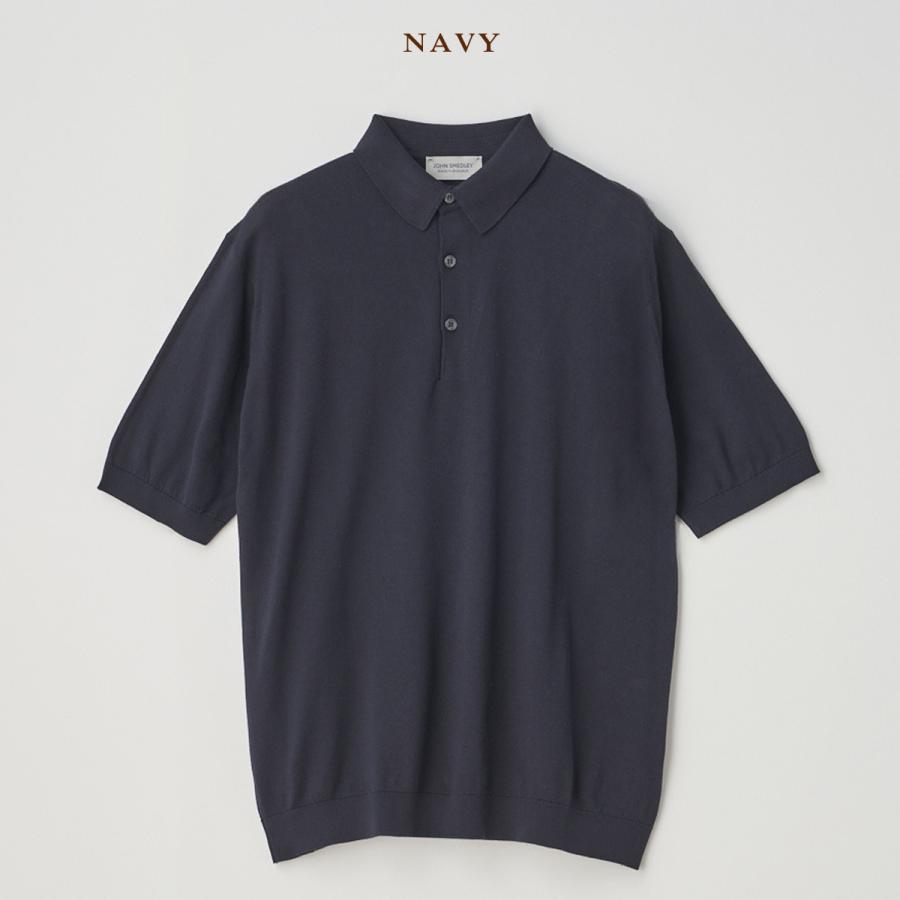 美品 ジョンスメドレー 30G REID ネイビー M JOHN SMEDLEY（ジョンスメドレー） JOHN SMEDLEY REID 半袖コットン