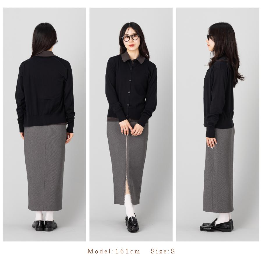 ジョンスメドレー JOHN SMEDLEY クルーネック長袖コットンニットカーディガン レディース 30G 30ゲージ シーアイランドコットン 綿 上品 きれいめ 天然素材の画像