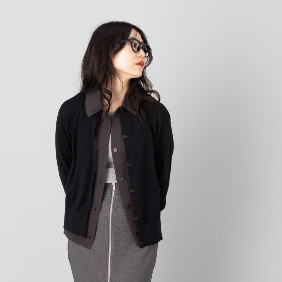 ジョンスメドレー JOHN SMEDLEY クルーネック長袖コットンニットカーディガン レディース 30G 30ゲージ シーアイランドコットン 綿 上品 きれいめ 天然素材の画像