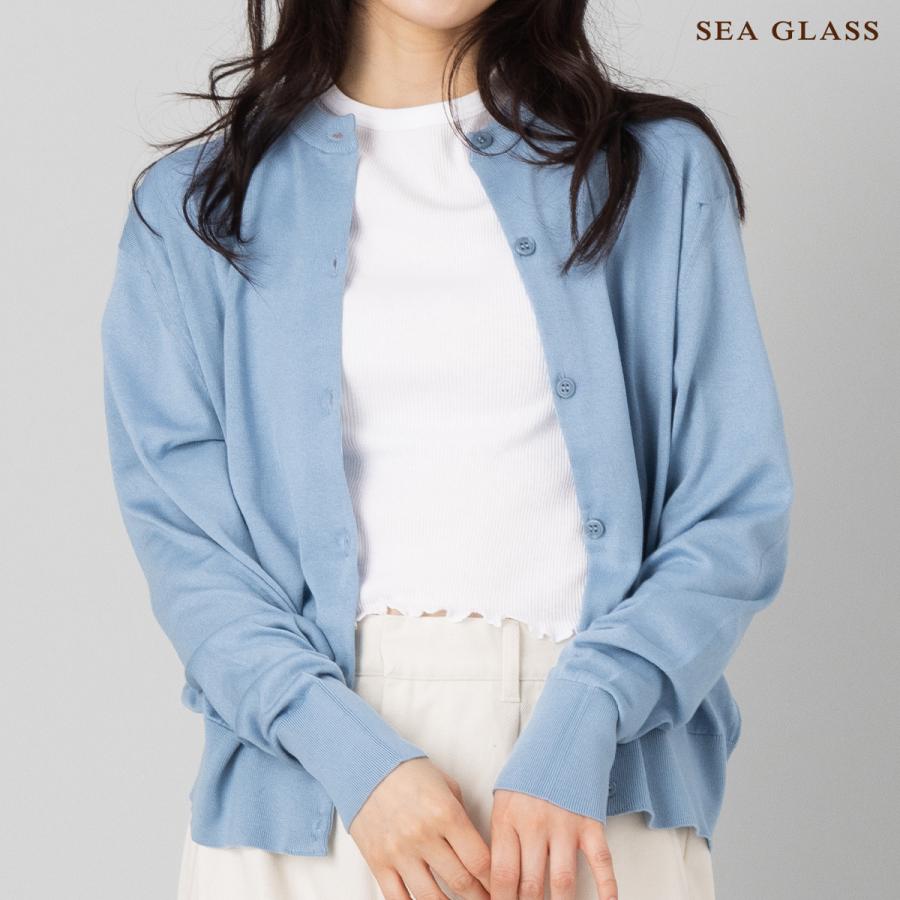 ジョンスメドレー JOHN SMEDLEY クルーネック長袖コットンニットカーディガン レディース 30G 30ゲージ シーアイランドコットン 綿 上品 きれいめ 天然素材の画像