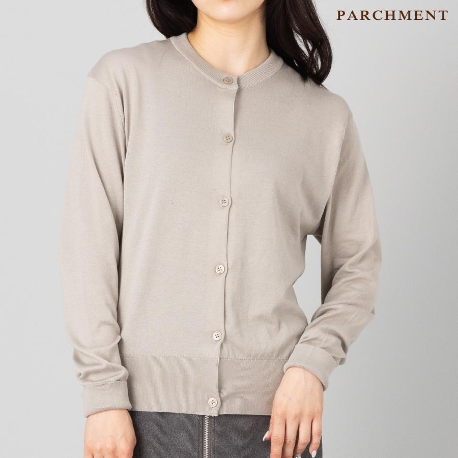 ジョンスメドレー JOHN SMEDLEY クルーネック長袖コットンニットカーディガン レディース 30G 30ゲージ シーアイランドコットン 綿 上品 きれいめ 天然素材の画像