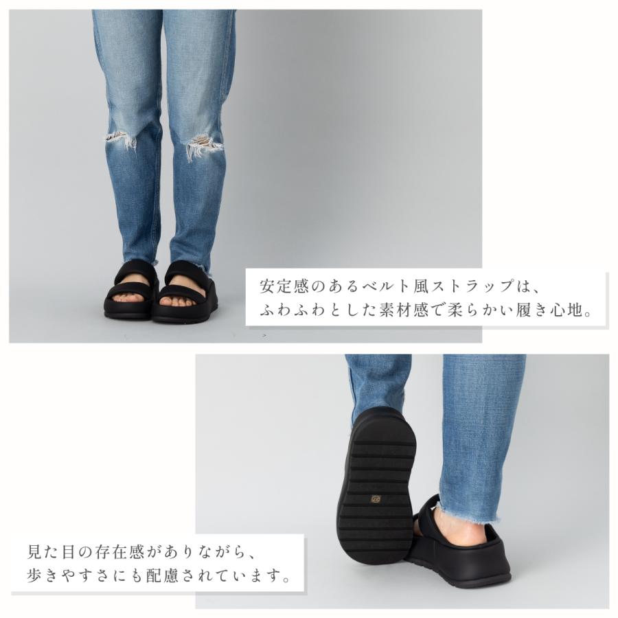 あーち品　極美品 MOHI パデット2ストラップ 厚底サンダル 黒　24 MOHI（モヒ） パデット2ストラップサンダル 厚底 フラットシューズ