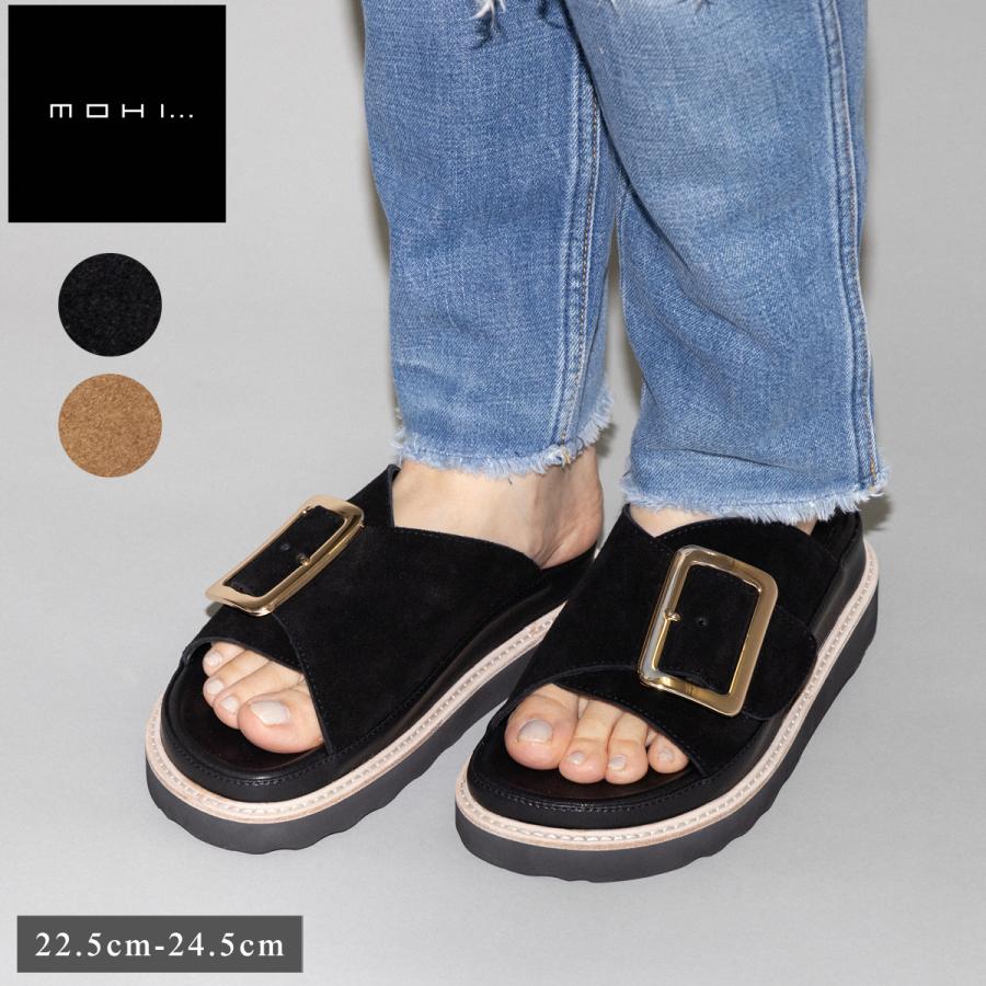 モヒ MOHI バックルサンダル レディース 厚底サンダル ベルト スエード レザー 牛革 カジュアル サンダル シューズ ボリューム バックル調整可能 24024-2-AF モヒ MOHI バックルサンダル レディース 厚底サンダル ベルト スエード