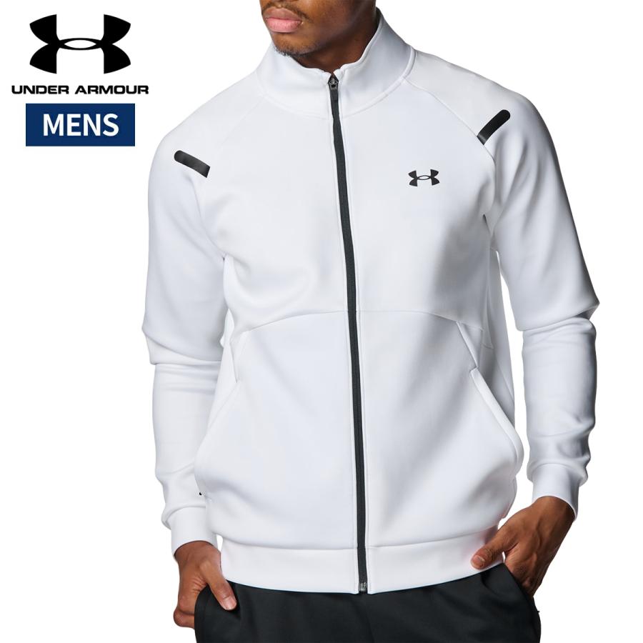 アンダーアーマー UNDER ARMOUR UAアーマーニット トラックジャケット メンズ 秋 冬 ホワイト 白 スポーツ トレーニング フルジップ ジャケット 6007743-100 UNDER ARMOUR（アンダーアーマー） UNDER ARMOUR UAアーマーニット