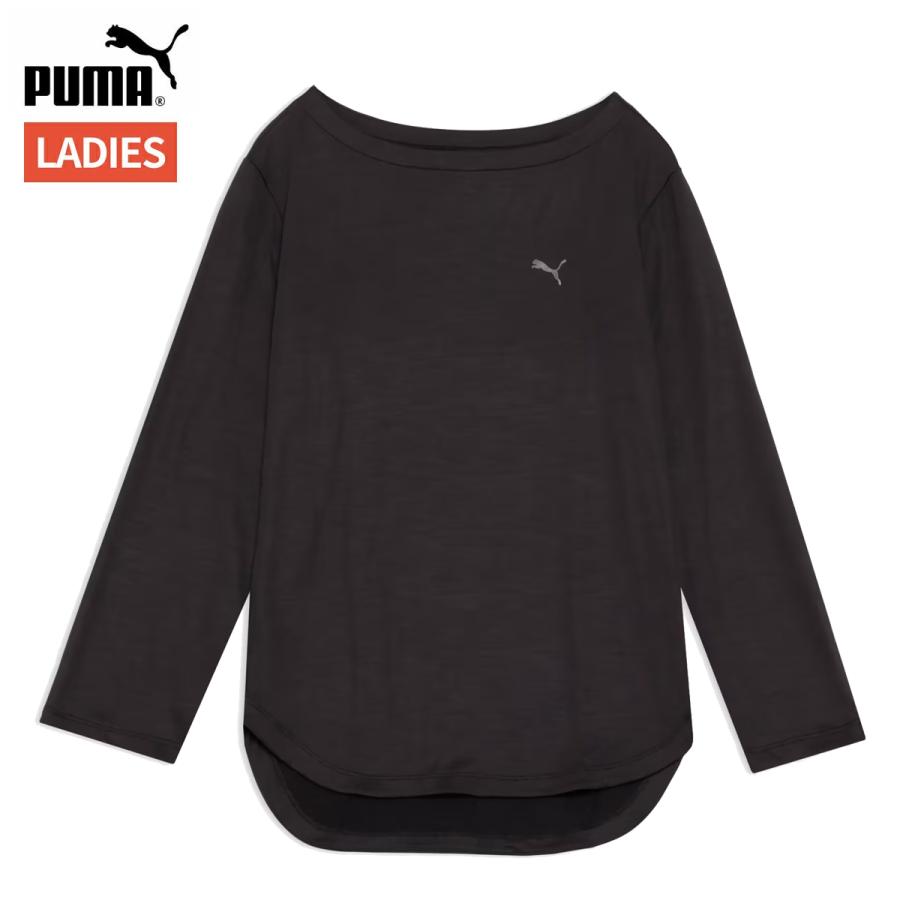 プーマ PUMA スタジオ 長袖 Tシャツ レディース 春 秋 冬 ブラック 黒 スポーツ フィットネス 長袖 Tシャツ 527987-01 | PUMA