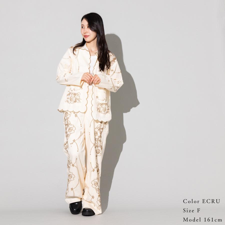 サラマリカ Sara mallika COTTON TWILL CUT WORK SHIRT コットンツイルカットワークシャツ レディース 長袖 刺繍 カットワーク ノスタルジック ポケットつき ボタンなし 020152SG1 sara mallika（サラ マリカ） コットンツイルカットワークシャツ