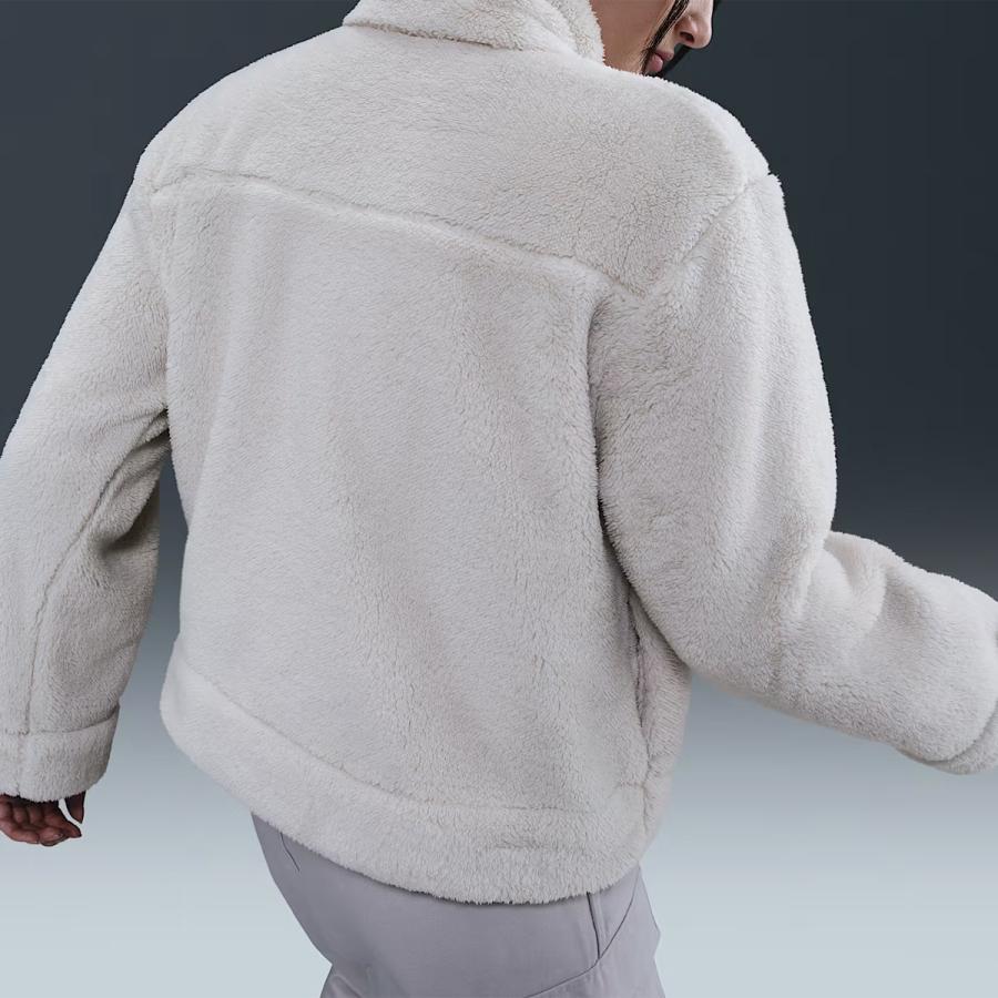 ナイキ NIKE スポーツウェア エッセンシャル ハイパイル フリース ジャケット レディース 秋 冬 ホワイト 白 スポーツ フィットネス フリース ジャケット HV2816-072 NIKE（ナイキ） スポーツウェア エッセンシャル ハイパイル フリース