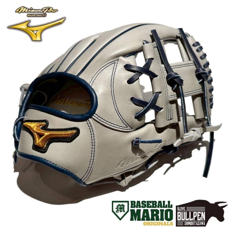 ミズノ MIZUNO 専用グラブ袋付き MizunoPro マリオオリジナル 軟式用グラブ 内野手用 長岡モデル サイズ10 一般 ミズノプロ グレー×Dブルー 小指2本入れ仕様 コユニ 野球 軟式 グローブ 長岡秀樹 学生 草野球 ベースボールマリオ MOGNM-HN MIZUNO（ミズノ） 専用グラブ袋付き MizunoPro マリオオリジナル 軟式