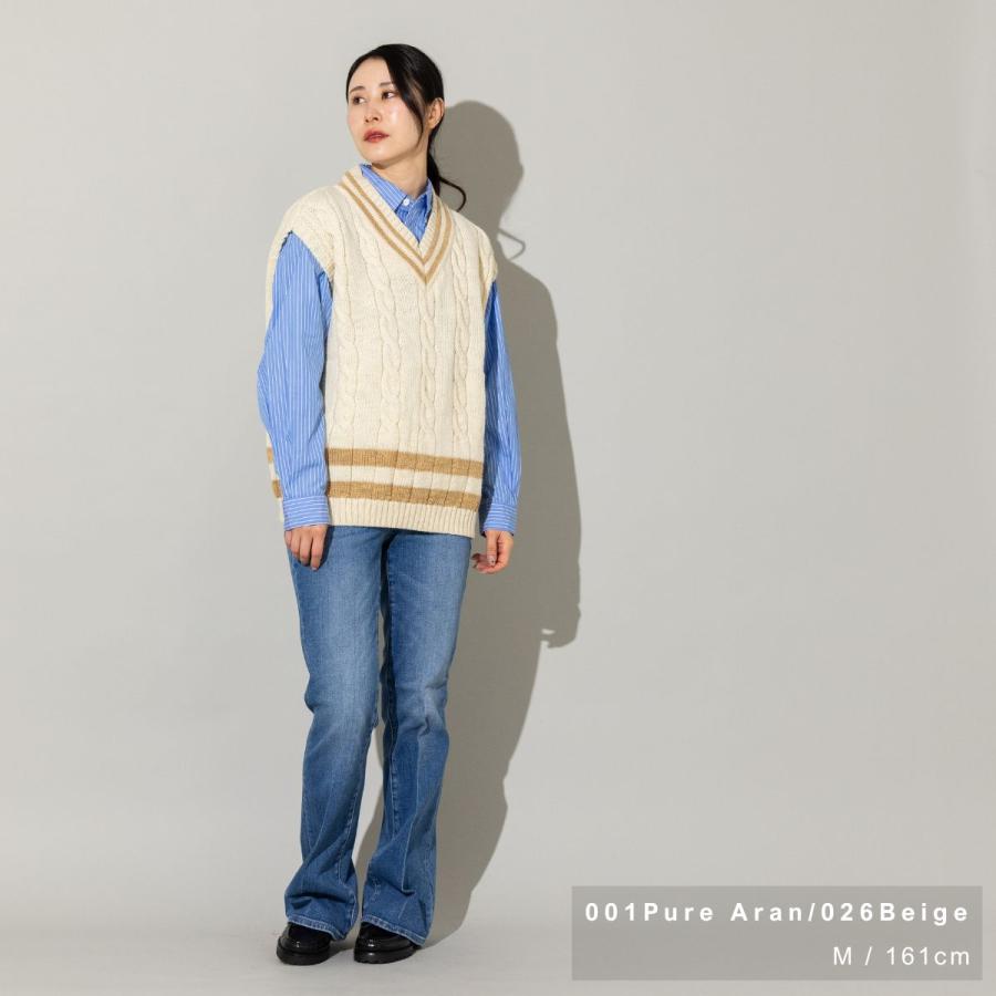 古着 Oldderby Knitwear オールドダービーニットウェア 長袖 Vネック ニットベスト L ベージュ レディース Oldderby Knitwear オールドダービー ニットウェア ベスト チルデン
