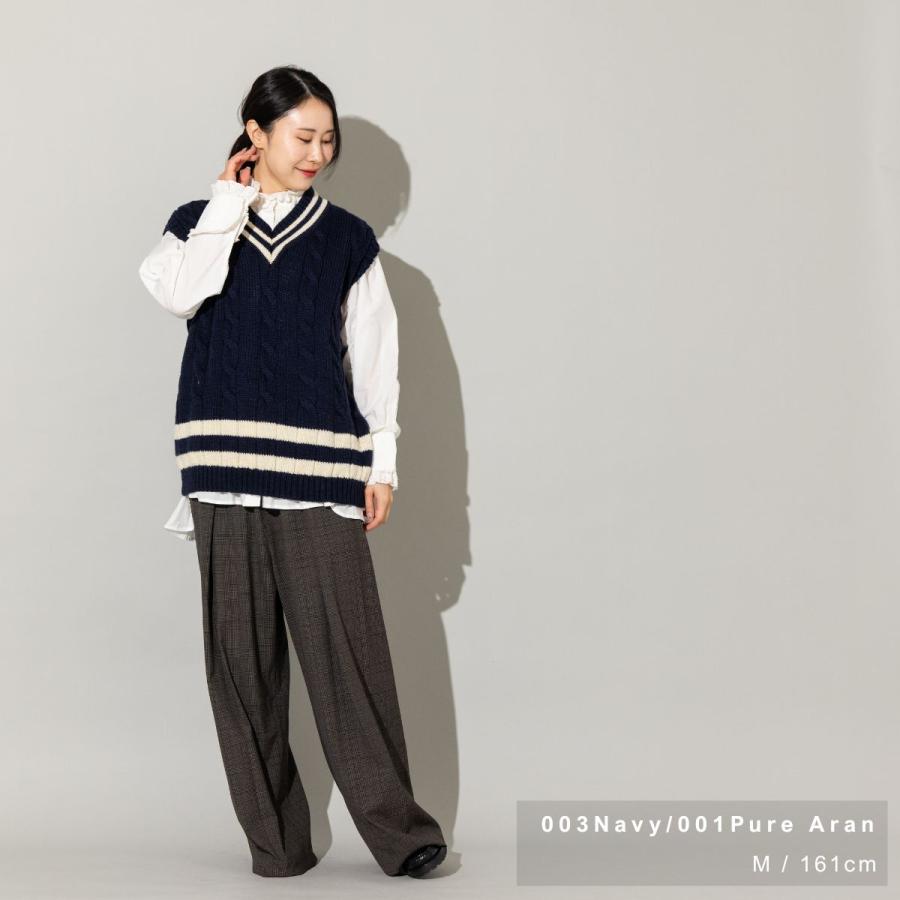 【美品】キャピタル ウール デザイン ニット ベスト 1 日本製 NAUTICA（ノーティカ） ベスト ジレ ケーブル編み チルデン ニット