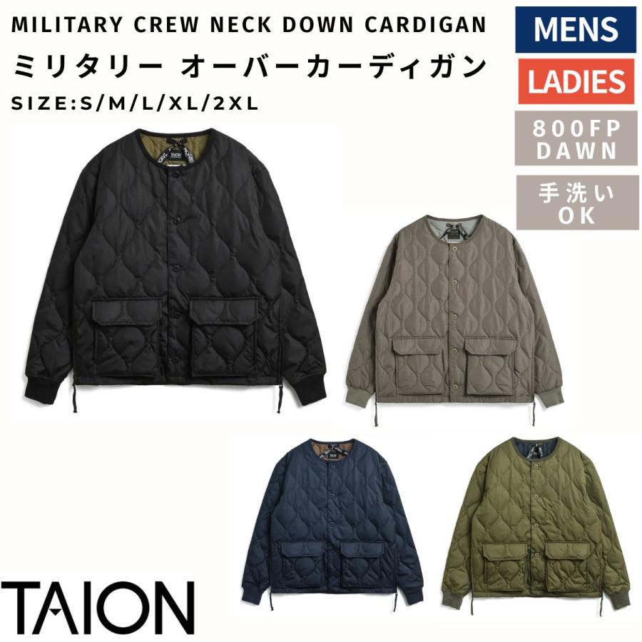 タイオン TAION MILITARY CREW NECK DOWN CARDIGAN ミリタリー