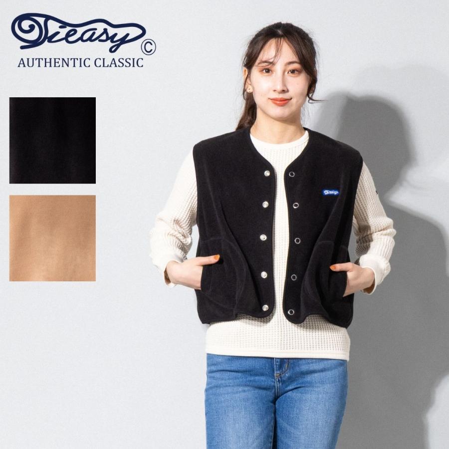 ティージー Tieasy Anti Piling Fleece Vest アンチピリングフリースベスト レディース 秋 冬 スナップボタン 日本製 カジュアル ポケット ロゴ シンプル レイヤード 長持ち te0-33 TIEASY（ティージー） アンチピリングフリースベスト レディース 秋 冬