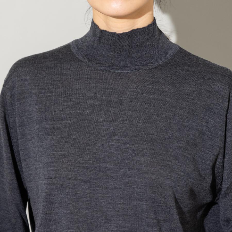 ジョンスメドレー JOHN SMEDLEY シングルモックネック長袖ニットプルオーバー 30G メンズ レディース メリノウール ハイゲージ 無地 上品 A4802_13