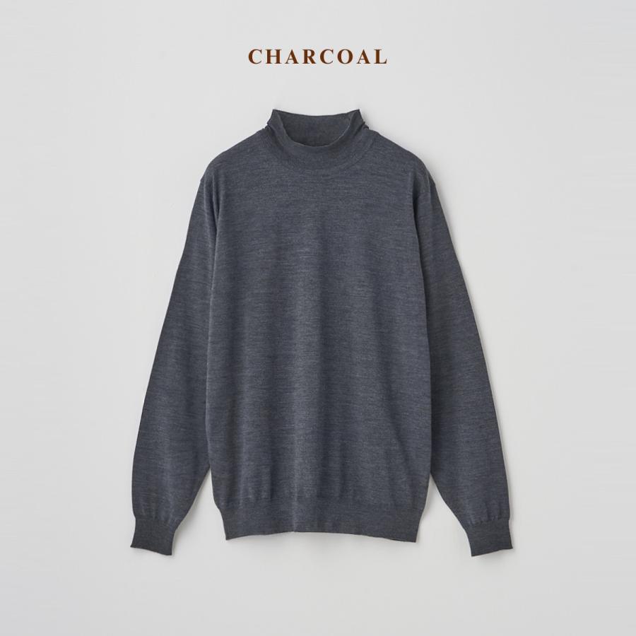 ジョンスメドレー JOHN SMEDLEY シングルモックネック長袖ニットプルオーバー 30G メンズ レディース メリノウール ハイゲージ 無地 上品 A4802_2