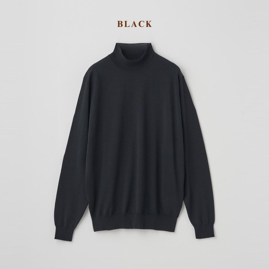 ジョンスメドレー JOHN SMEDLEY シングルモックネック長袖ニットプルオーバー 30G メンズ レディース メリノウール ハイゲージ 無地 上品 A4802_3