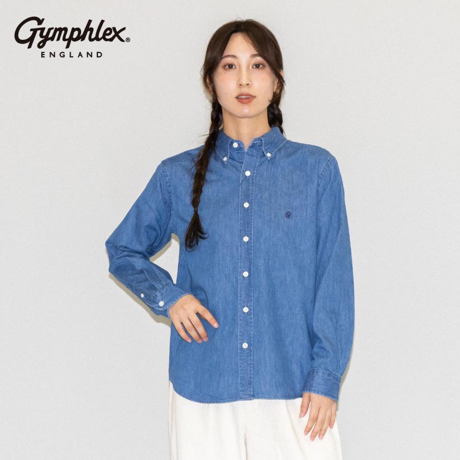 ジムフレックス GYMPHLEX 長袖ボタンダウンシャツ レディース デニム 