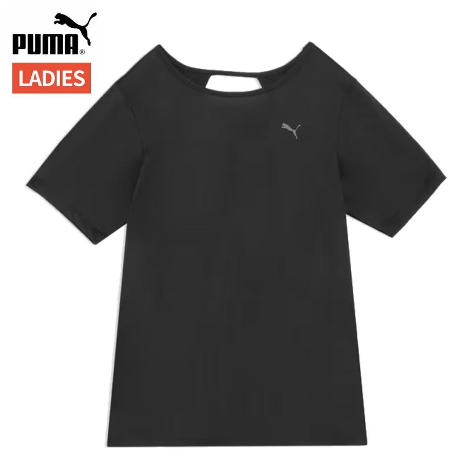 プーマ PUMA TAD バックオープン 半袖 Tシャツ レディース 春 夏 ブラック 黒 スポーツ フィットネス 半袖 Tシャツ 528898-01 | PUMA
