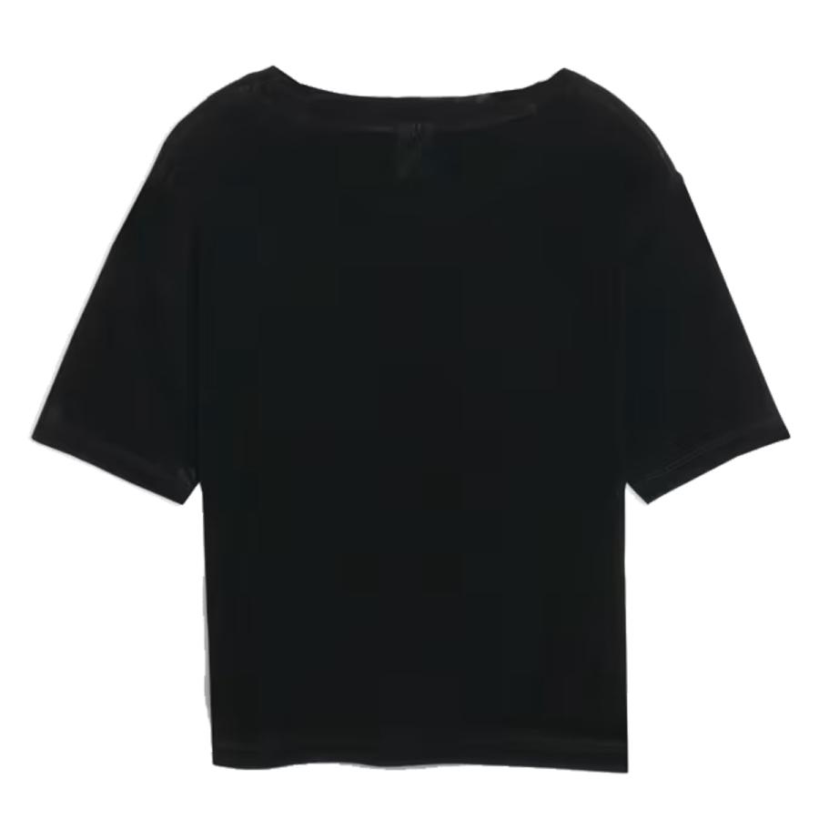 プーマ PUMA ESS エレベーテッド ベロア メッシュ 半袖 Tシャツ レディース 春 夏 ブラック 黒 スポーツ フィットネス 半袖 Tシャツ 638500-01 | PUMA | 01