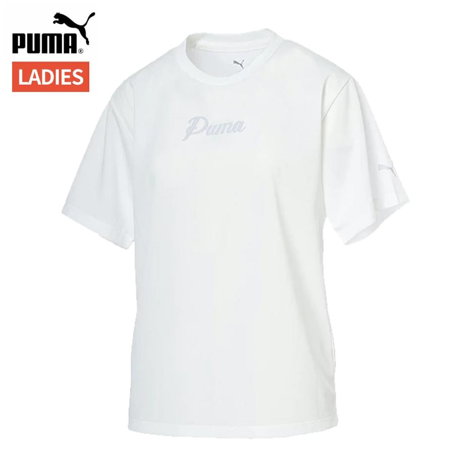 プーマ PUMA ESS (S) ACTIVE SS グラフィック Tシャツ レディース 春 夏 ホワイト 白 スポーツ フィットネス 半袖 Tシャツ 693692-02 | PUMA