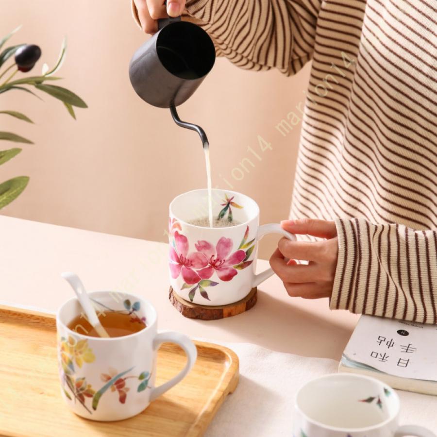 マグカップ 母 プレゼント ギフト 陶器 花柄 コーヒーカップ マグカップ 母 プレゼント ギフト 陶器 花柄 コーヒーカップ