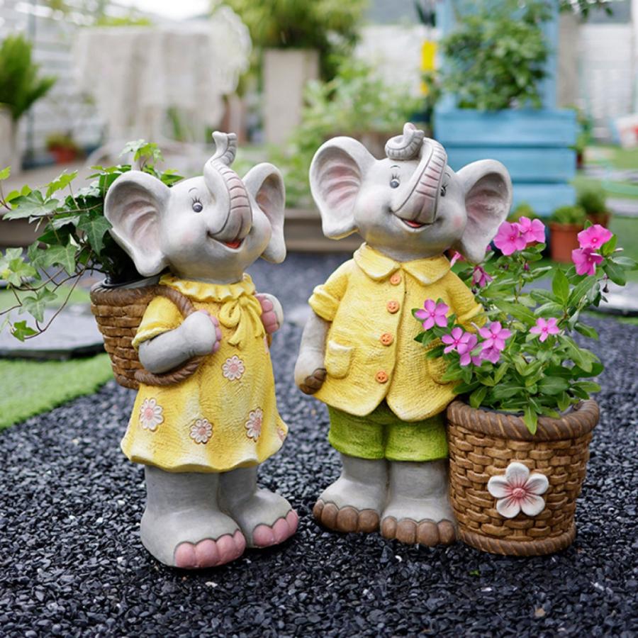 オブジェ 大きい 置物 アニマル ぞう 動物 オーナメント 癒しグッズ 可愛い オブジェ 花壇の置物 庭に置く おしゃれ 屋外装飾 オーナメント 【ランプラブラドールママ】