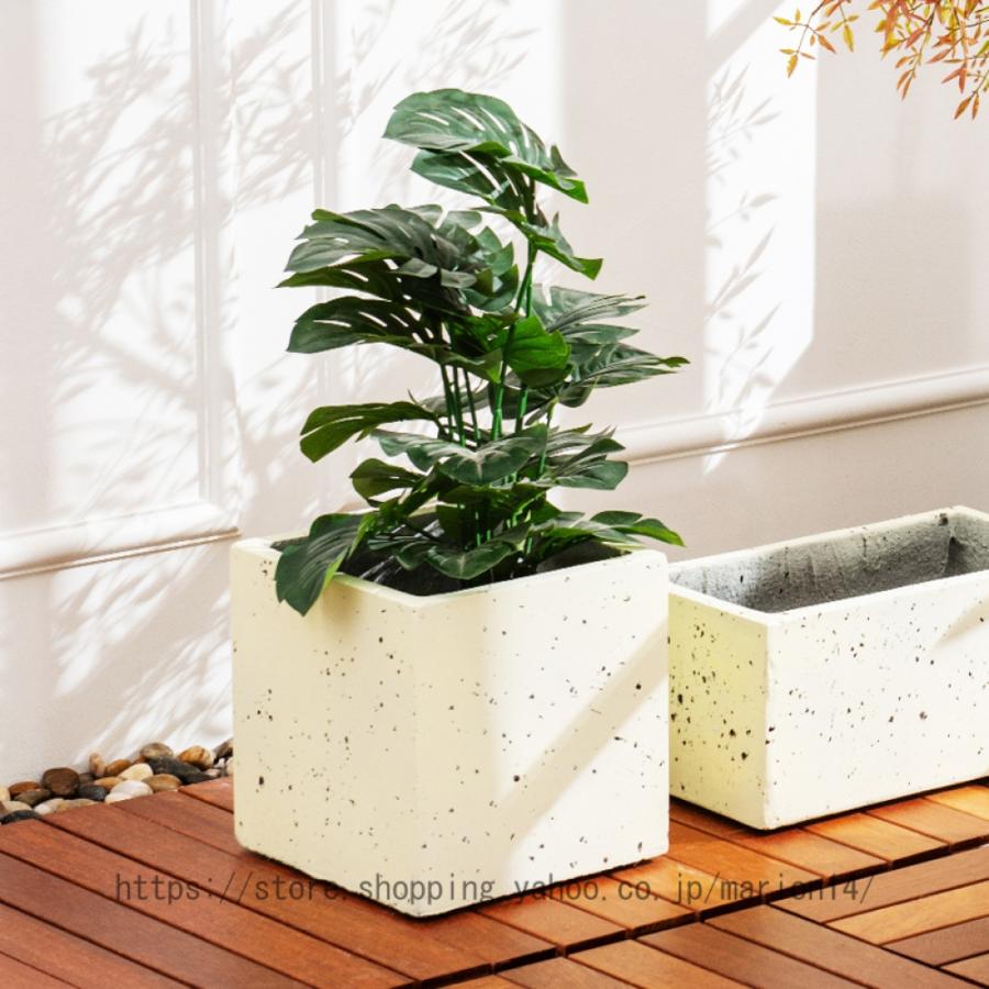 室内用植木鉢 スクエア 四角 お洒落な植木鉢 大型 セメント製 室内用植木鉢 スクエア 四角 お洒落な植木鉢 大型 セメント製