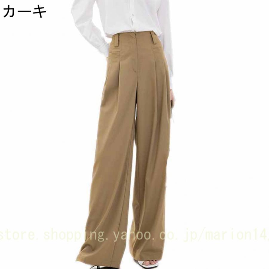 ワイドパンツ シーズンレス レディース タック入り カーキ 大きいサイズ 春 夏 ロングパンツ ストレート 体型かバー カジュアル 通勤 オフィス |  | 03