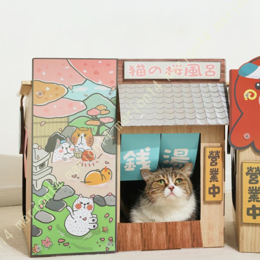 爪とぎ キャットハウス 猫ハウス 猫 家 小屋 キャットダンボールハウス ハウス型 段ボール 猫爪とぎ ペットハウス 屋内 屋外 通気 丈夫 ストレス解消｜marion14｜13