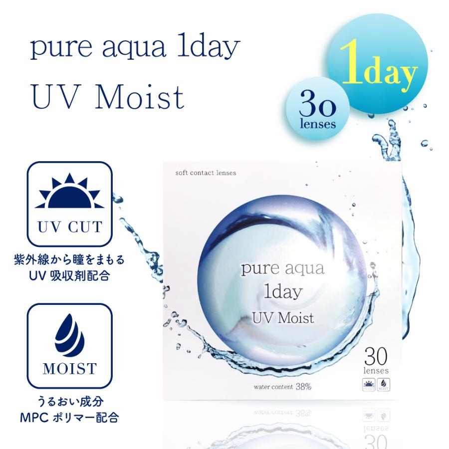 コンタクトレンズ ワンデー ピュアアクアワンデー UV Moist 38 1箱30枚入 1日使い捨て モイスト クリアコンタクト ソフトコンタクト 処方箋不要｜marisqueen｜02