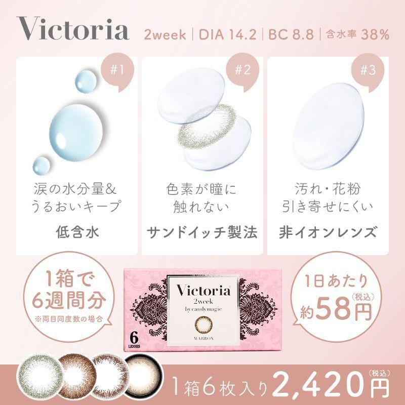 カラコン 2week 度あり 度なし ヴィクトリア 2ウィーク 1箱6枚入 Victoria 2週間 大人女子 キャンマジ カラーコンタクトレンズ｜marisqueen｜08