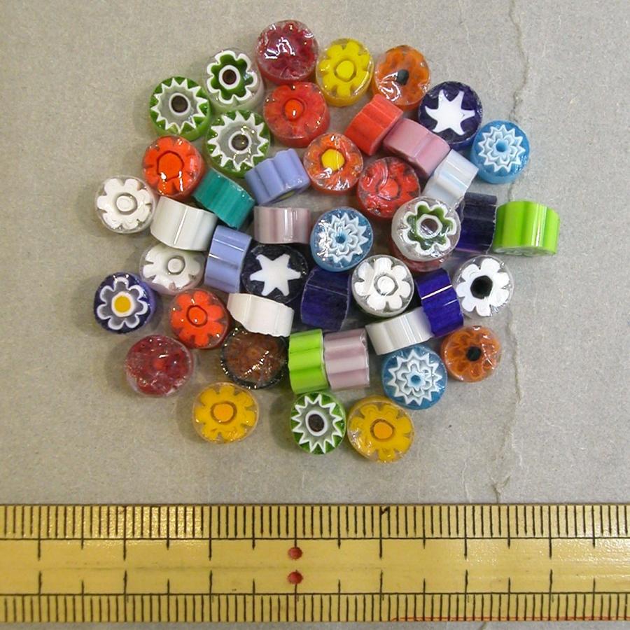 工芸品 faline メール便可 BF42混色透明大（7〜8mm）ミルフィオリ20g膨張