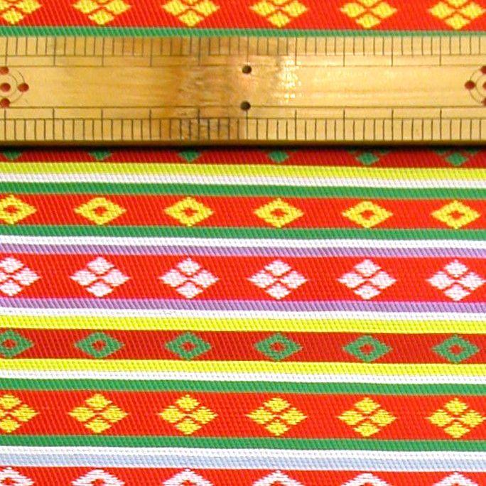 金襴 金らん 織り巾 30ｃｍ 白地に 繧繝 うんげん 模様 赤 Kinran1049 マリヤ手芸店ヤフーショップ 通販 Yahoo ショッピング