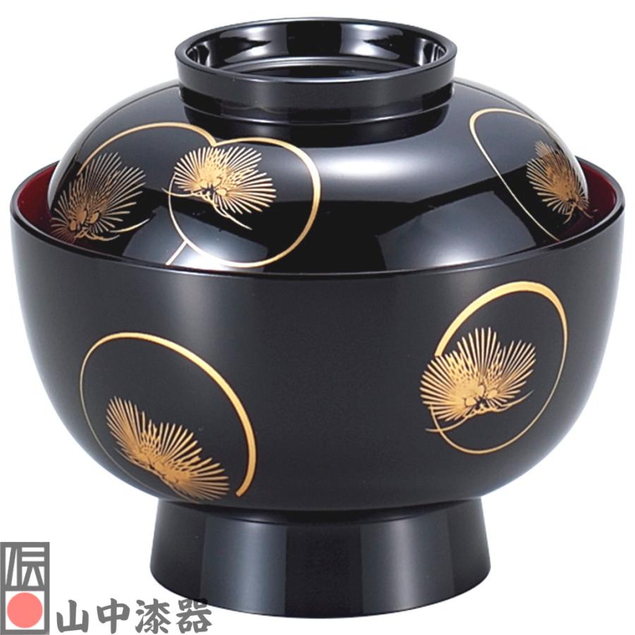 【山中漆器】4.5雑煮椀 光輪松 黒内朱 | 