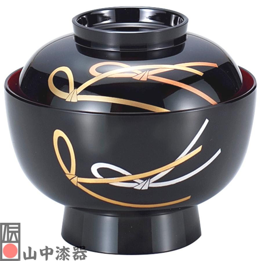 【山中漆器】4.5雑煮椀 結び 黒内赤 | 