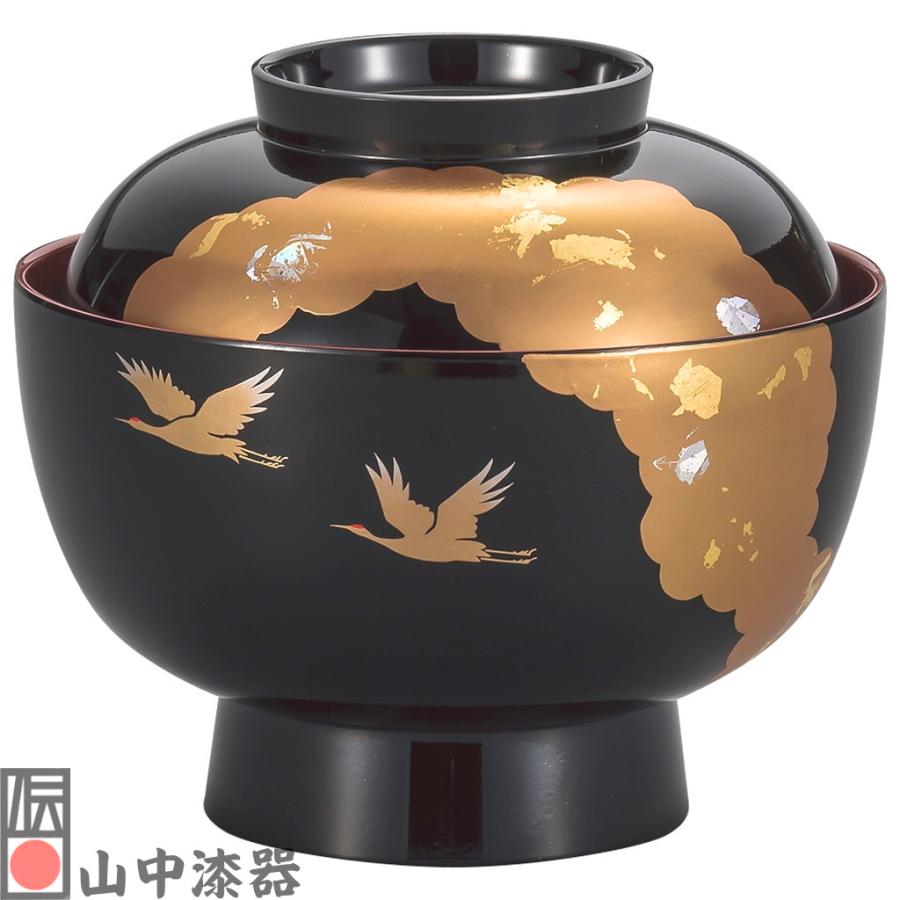 【山中漆器】雑煮椀 光輝 黒内朱 | 