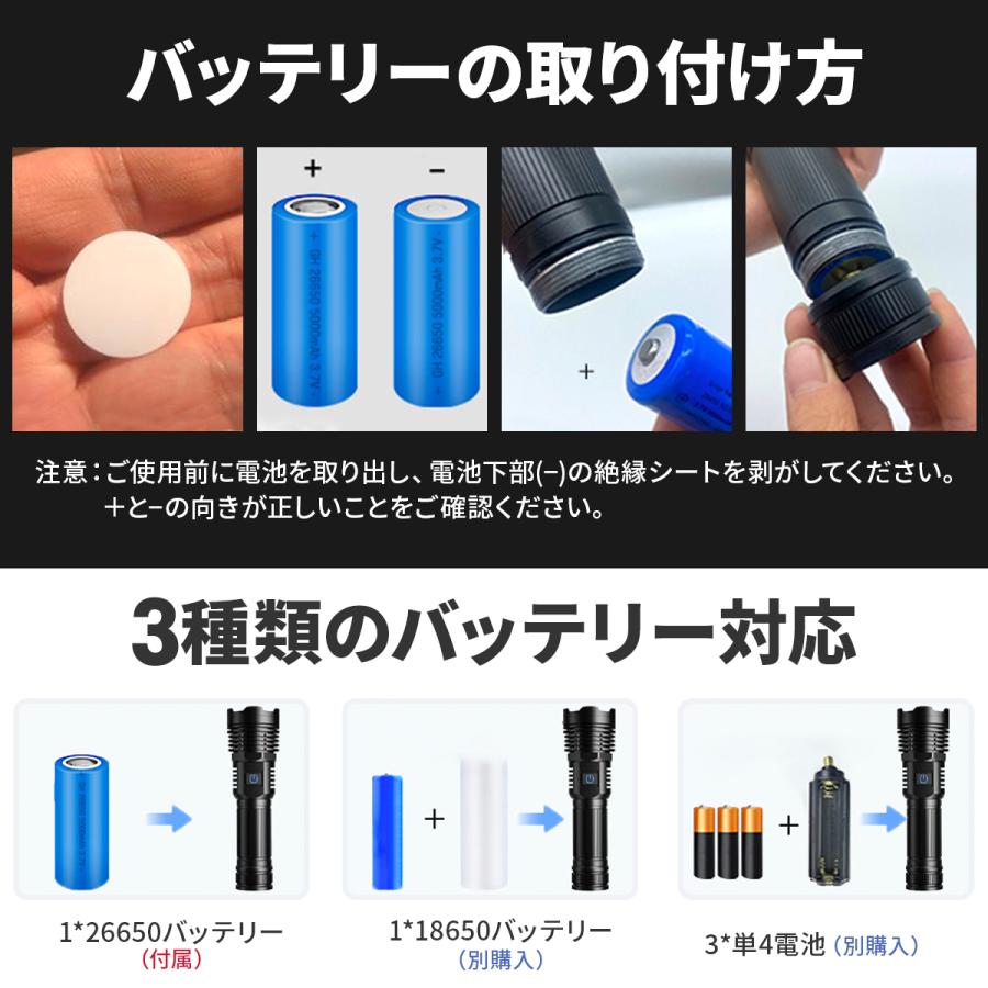 懐中電灯 USB充電 ledライト 防水 ハンディライト COBライト フラッシュライト 防災 登山 夜 釣り キャンプ アウトドア 超高輝度 10000lm ズーム調整 | ブランド登録なし | 12