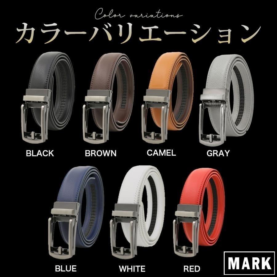 MARK ベルト メンズ 穴なし 本革 無段階 紳士 オートロック レザー 穴