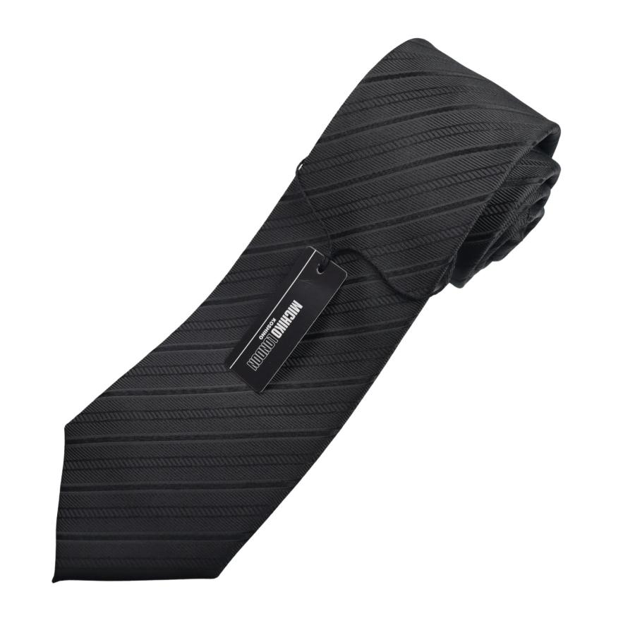 MICHIKO LONDON ミチコロンドン 礼装 ストライプ 黒 ブラック ネクタイ ベルト 2点セット お通夜 告別式 法事 普段も使えるビジネス ネクタイ | MICHIKO LONDON | 02