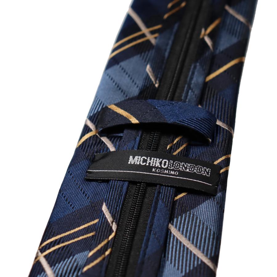 ワンタッチ ネクタイ ブランド MICHIKO LONDON ミチコロンドン はっ水加工 チェック柄 プレゼント 結ばない ネクタイ MKZP-7-A ネイビー | MICHIKO LONDON | 05