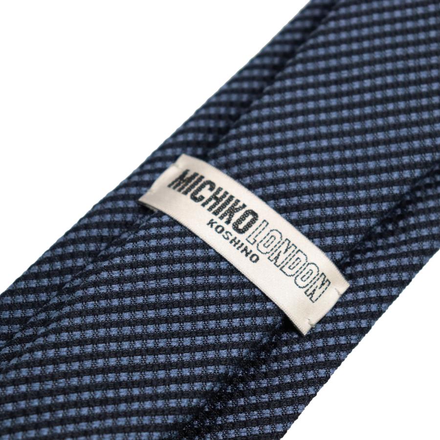 イタリア生地 日本縫製 Fabric in Itary ネクタイ ブランド MICHIKO LONDON ミチコロンドン 無地柄 シルク 100％ プレゼント ギフト mki-002-A ネイビー | MICHIKO LONDON | 04