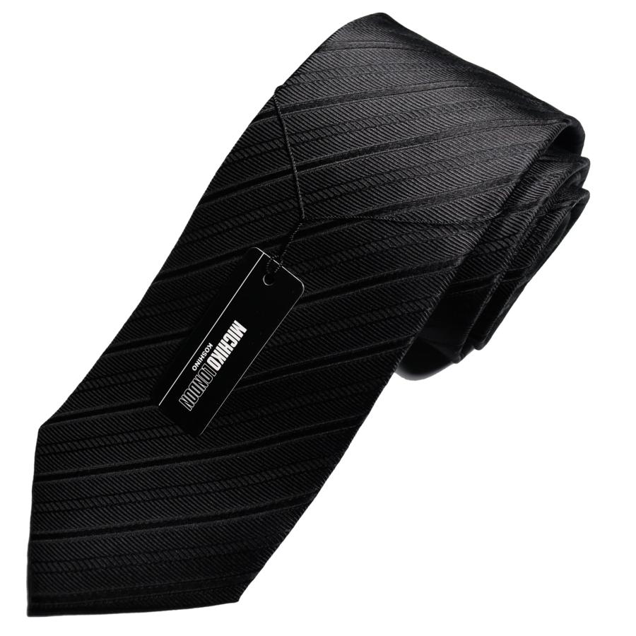 ロングサイズ 大きい方用 全長 約 160cm フォーマル 礼装 ブランド MICHIKO LONDON ミチコロンドン ストライプ 黒 ネクタイ 大剣巾 約8cm 撥水 防汚加工 | MICHIKO LONDON | 01