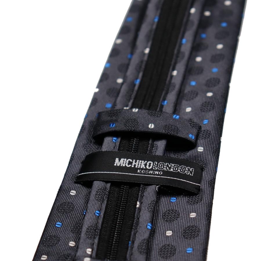 ワンタッチ ネクタイ ブランド MICHIKO LONDON KOSHINO ミチコロンドン はっ水加工 小紋柄 プレゼント 結ばないネクタイ MKZP-08-C グレー | MICHIKO LONDON | 05